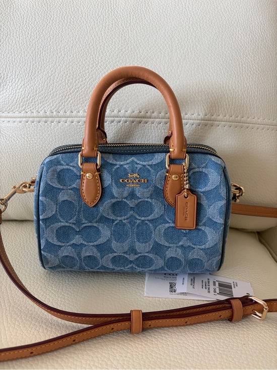 Coach Handbags - Coach Denim Mini Rowan Satchel Signature crossbody bag